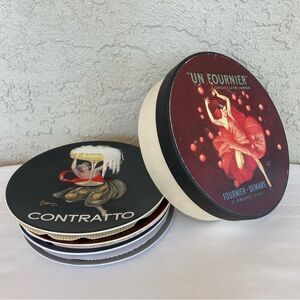 Pottery Barn Vintage Cocktail Plates Bubbly Series Set Assorted in Original Box